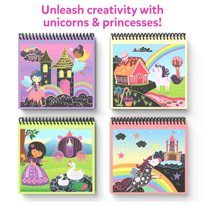 Travel Friendly Magical Scratch Art Book: Unicorns & Princesses (ages 3-8)