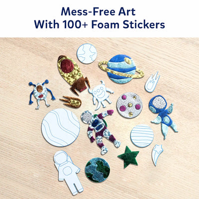 Space-themed foam stickers for arts and crafts from Foil Fun Up in Space Art Kit