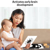Mother and baby engaging with high-contrast flashcards for infants 0-12 months
