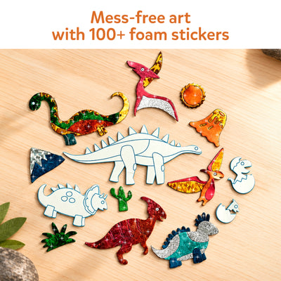 Colorful dinosaur-themed foam stickers from Foil Fun World Of Dinosaurs art kit