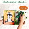 Open fabric baby book with interactive elements and crinkle pages from Peek-A-Boo Jungle Theme