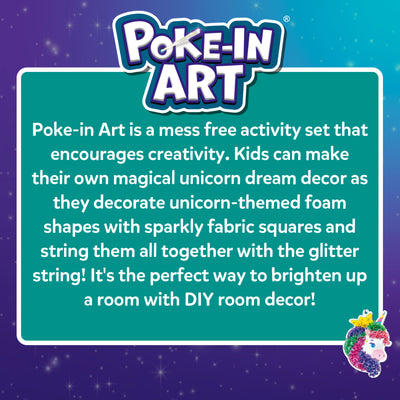 Children’s unicorn-themed room decor art activity kit from Poke-in Art for kids ages 4-9