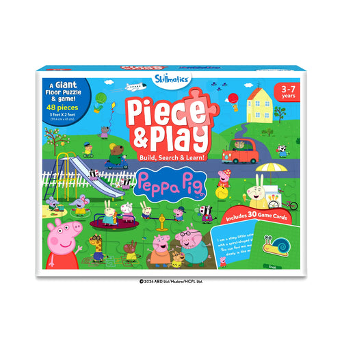 Peppa Pig themed giant floor puzzle and game with 48 pieces and 30 game cards for ages 3-7