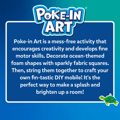 Blue box with white borders promoting mess-free craft activity for kids ages 4-9