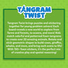 Green product card for Tangram Twist Amazing Animals game with details for ages 4-7