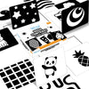 Black and white high contrast flashcards for infants 0-12 months to stimulate visual development