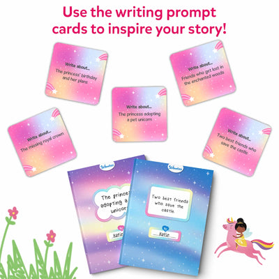 Children’s story-writing kit with prompt cards and blank storybooks from My Storybook Art Kit Unicorns & Princesses
