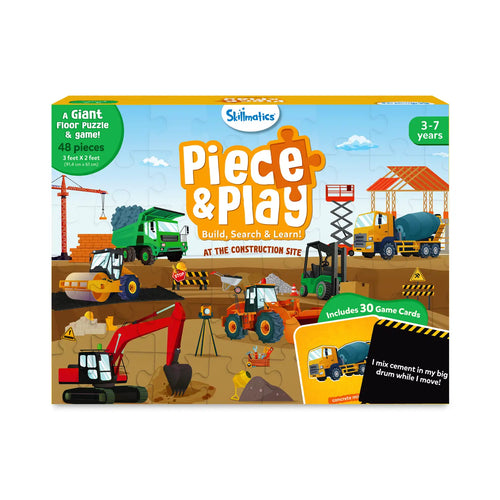 Skillmatics Piece & Play Construction Site Floor Puzzle with 48 pieces and 30 game cards