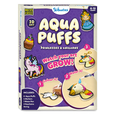 Children’s crafting kit with Aqua Puffs markers and keychains for 3D art projects