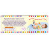Wiggle & Wonder back packaging showing two wristbands and two socks with high-contrast patterns, textures, crinkle and rattle sounds. The box features a baby using the products, plus adjustable fit and baby-safe badges, colorful border accents, and wash-care instructions.