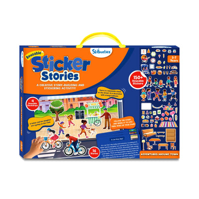 Children’s sticker activity kit with reusable stickers and story backdrops for Creative Storytelling