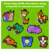 Colorful animal-shaped craft accessories with strings and keychains from Aqua Puffs Animal Friends kit