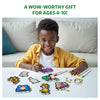 Young boy happily coloring animal and object shapes with Aqua Puffs Animal Friends 3D Art Kit