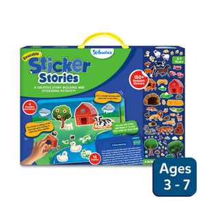 Children’s reusable sticker stories activity set featuring animal adventures for ages 3-7