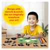 Child’s art kit with stencils and sunlight creating magical animal sun art on Sun Paper