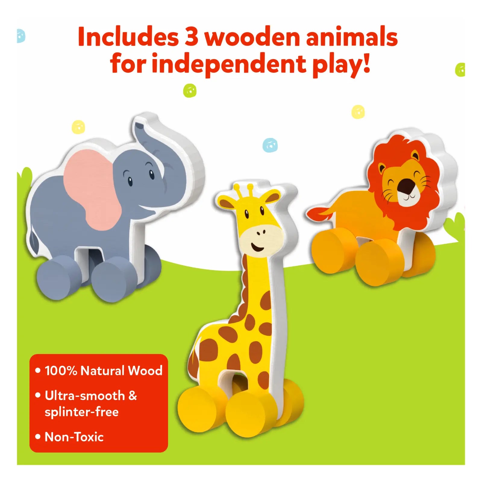 Animals on Wheels | Wooden Animal Toys on Wheels (9 months - 3 years)