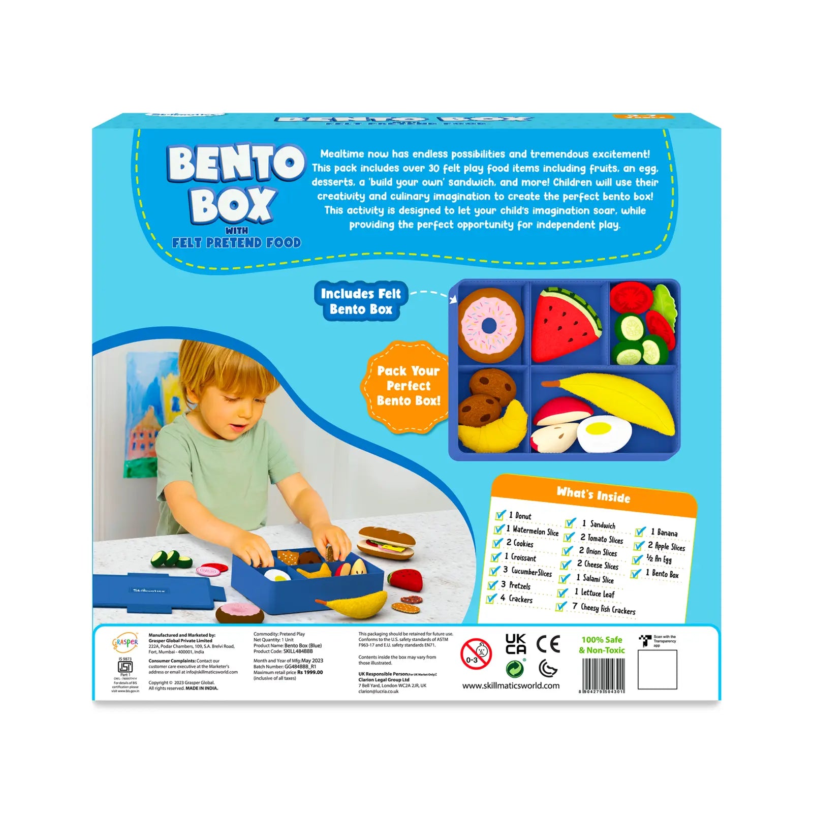 Bento Box Blue - Pretend Play Kitchen Toys (ages 3-7)