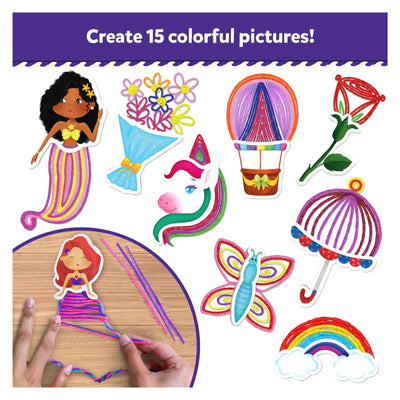 Children’s craft kit for creating colorful string art pictures from Waxy Window Art