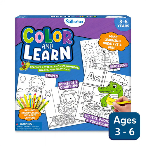 Color and Learn: Letters Numbers Phonics and Shapes | Colouring Book (ages 3-6) - Learning & Education