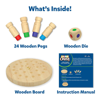 Wooden memory game with pegs, board, die, and instruction manual for Fast-Paced Learning Fun Bundle
