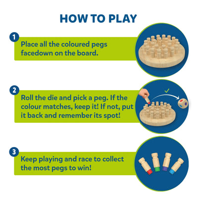Instructions for a wooden memory peg game from the Fast-Paced Learning Fun Bundle for ages 4+