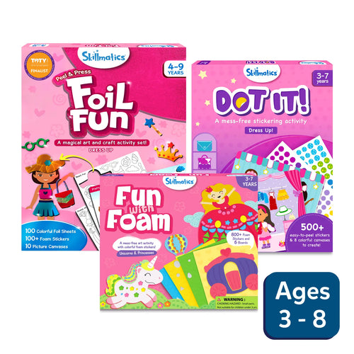 Skillmatics craft kits for kids including Foil Fun DOT IT and Fun with Foam ages 3-8