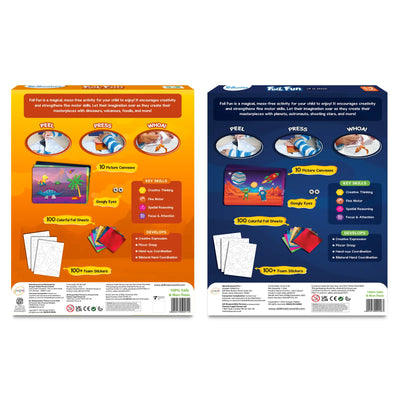 Two boxes of children’s art and craft kits for Cosmic Dino Delights Bundle Ages 4-9