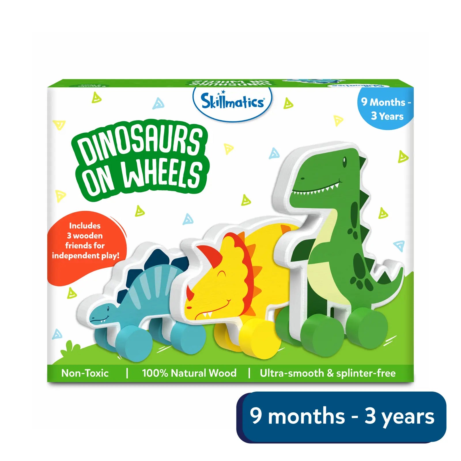 Dinosaurs on Wheels | Wooden Dinosaur Toys on Wheels (9 months - 3 years)