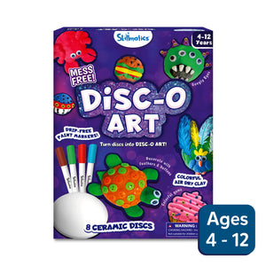 Creative art kit for kids ages 4-12 with ceramic discs, paint markers, air-dry clay