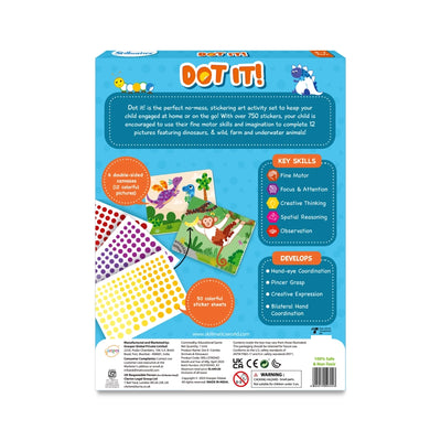 Children’s sticker art activity set for fine motor skills development featuring Animals & Dinosaurs