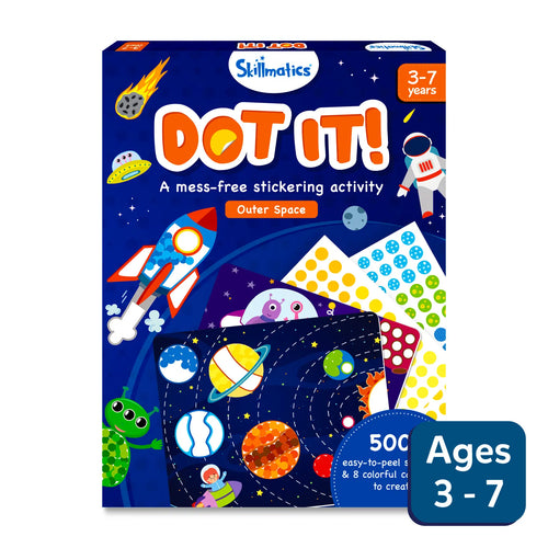 Children’s outer space themed sticker activity kit from Dot it! No mess sticker art for ages 3-7