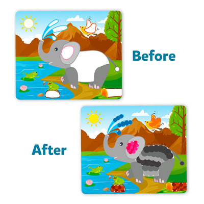 Child’s puzzle with textured elephant dress-up game from Dot it Animals & Dinosaurs Combo