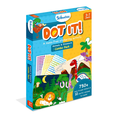 Dot It Animals & Dinosaurs Combo sticker activity kit for ages 3-7 with 750+ stickers