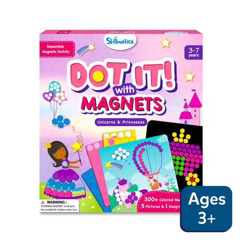 Children’s magnetic dot art kit with unicorns and princesses for ages 3-7