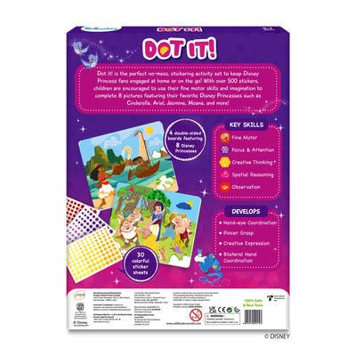 Disney Princess-themed sticker activity set for kids ages 3-7 to boost fine motor skills and creativity