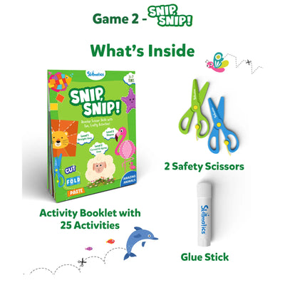 Children’s Safari Craft Combo kit with safety scissors, glue stick for ages 3-9