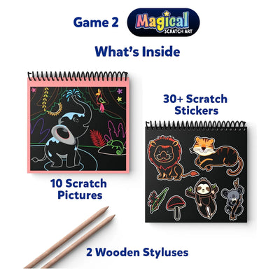 Scratch art kit with pictures stickers and styluses from The Ultimate Animal Art Bundle