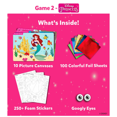 Disney Princess-themed craft kit Foil Magic Wonderland with canvases foil sheets stickers and googly eyes