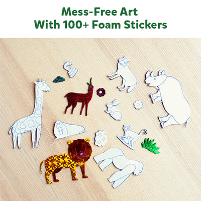 Animal-shaped foam stickers for mess-free art from Wild & Winged Animal Bundle for ages 4-9