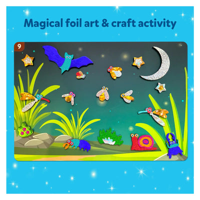 Foil art and craft kit with nocturnal creatures and celestial bodies for ages 4-9