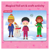 Children’s foil art and craft activity kit with winter-themed characters for ages 4-9
