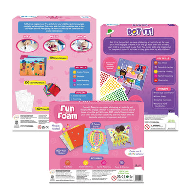 Children’s craft kits for dot art foam sticker art and paper crafts in Stick & Create Wonderland Bundle