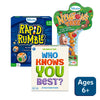 Educational board game collection for ages 6+ including Rapid Rumble Newtons Tree and Who Knows You Best in Family Game Night Bundle