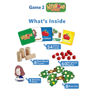 Components of Newtons Tree board game from Family Game Night Bundle ages 6 plus