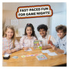 Children playing First to 5 board game at a table, ages 8 and up, fun family game