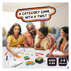Family playing First to 5 quick category game with a twist for ages 8 and up