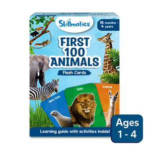 Box of First 100 Animals flash cards for toddlers aged 1 to 4 years