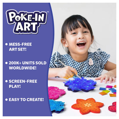 Colorful Poke-in Art flower templates and art materials for mess-free kids’ creativity