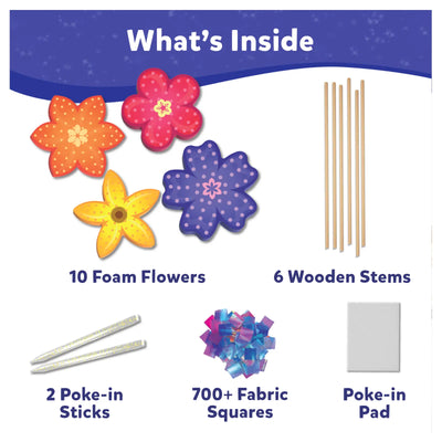 Craft kit for making fabric flower decorations from Poke-in Art Flower Bouquet for Kids