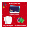 Holiday-themed craft kit with picture canvases foam stickers and colorful foil sheets